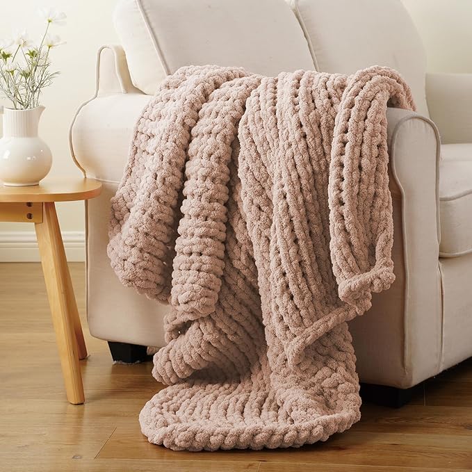 Battilo Chunky Knit Throw Blanket, Soft and Thick Chenille Throw Blanket - Image 2