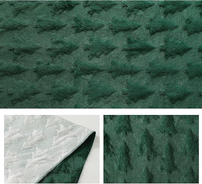 Christmas Tbale Runner 13x72 Inch Soft Plush Faux Fur Jacquard Green Big Small - Image 5