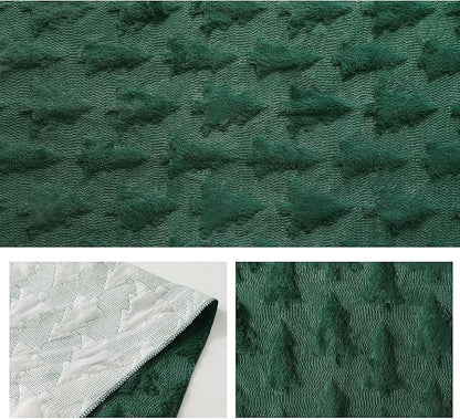 Christmas Tbale Runner 13x72 Inch Soft Plush Faux Fur Jacquard Green Big Small - Image 5