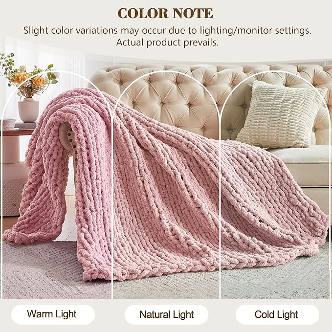 Carriediosa Chunky Knit Throw Blanket 60" X 80" Twin, 100% Hand Made Large - Image 2