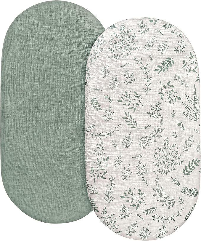 Muslin Bassinet Fitted Sheets, 2 Pack by LYRICHOMBABY