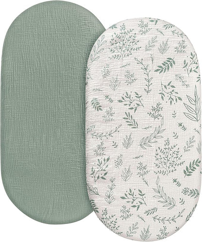 Muslin Bassinet Fitted Sheets, 2 Pack by LYRICHOMBABY