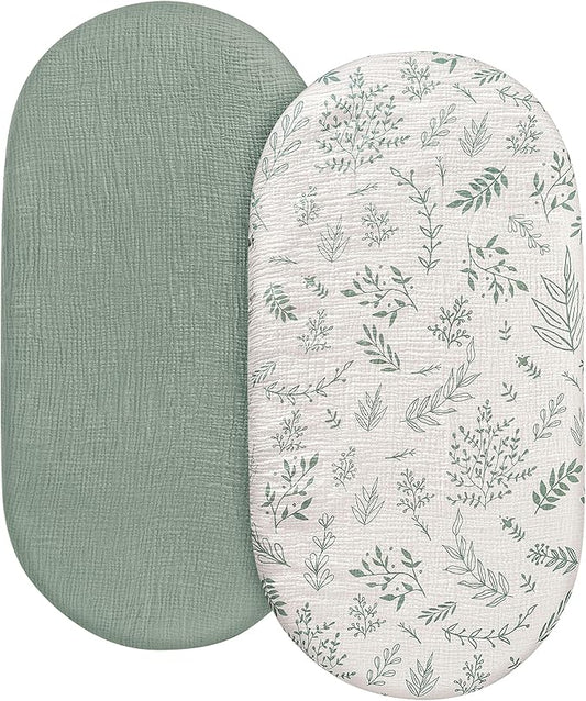 Muslin Bassinet Fitted Sheets, 2 Pack by LYRICHOMBABY