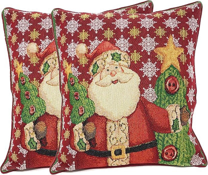 Tache 2 Piece 16" X 16" Festive Tapestry Christmas Cute Santa Claus is Coming by TacheHomeFashion