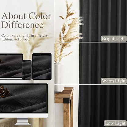 Balck Sheer Linen Curtains 94 inch Length - Image 4