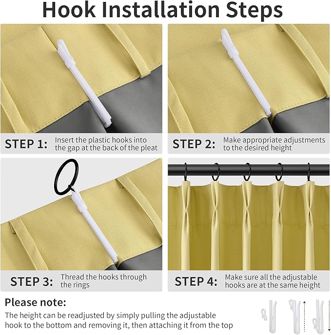 Joywell 100% Blackout Pinch Pleat Linen Curtains 110 Inch 2 Panels Insulated - Image 4