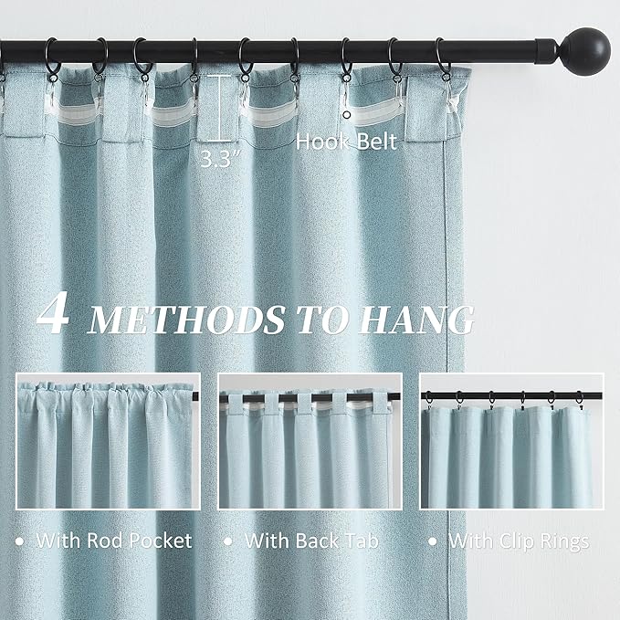 KEQIAOSUOCAI Short Blackout Curtains Light Blue - Image 3