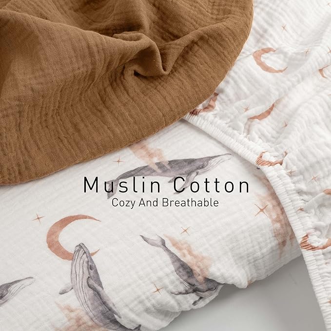 Gllquen Baby Muslin Bassinet Sheets 3 Pack, Breathable Elastic Cozy Fitted - Image 3