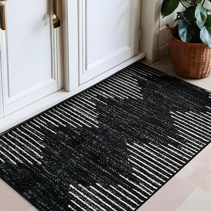 Rugshop Bohemian Stripe Stain Resistant High Traffic Living Room Kitchen by Rugshop