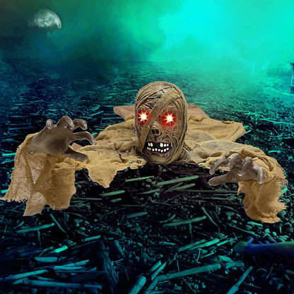 JOYIN Halloween Zombie Groundbreaker Outdoor Decoration, Zombie Groundbreaker with Light-up Eye and Creepy Sound (IR Sensor Activated) for Halloween Outside, Lawn, Graveyard Decor, Haunted House Props