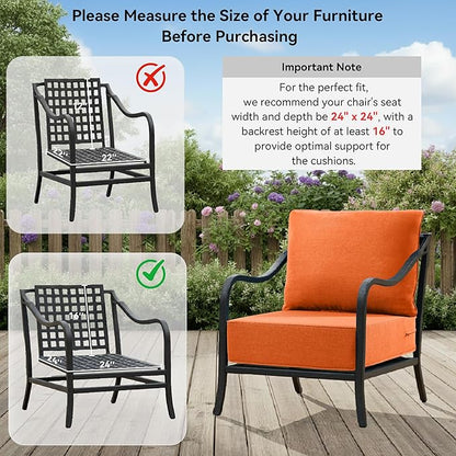 6" Thick Outdoor Cushions 24x24x6, 7-Set Deep Seat Patio Cushions - Image 8