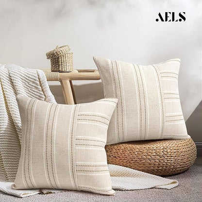 AELS 26x26 Decorative Farmhouse Linen Throw Pillow Covers, Boho Textured Pillow - Image 5
