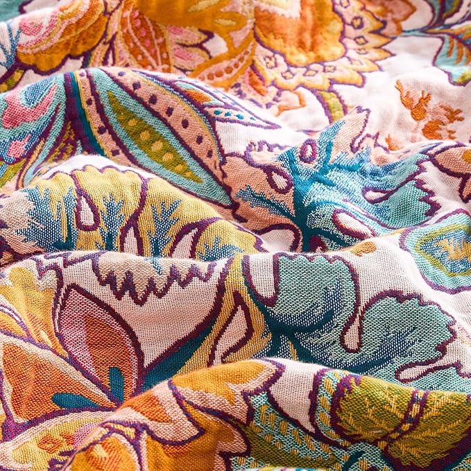 Boho Throw Blanket for Bed, 100% Cotton Soft Rustic Quilt Fall Blanket - Image 5