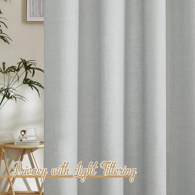 NICETOWN Linen Light Gray Curtains - Image 3