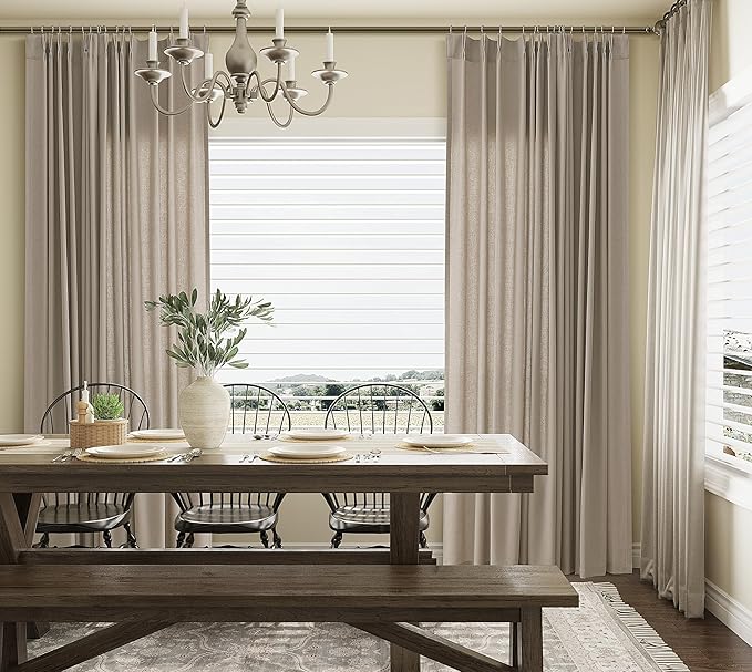 Light Taupe Pinch Pleat Linen Curtains 63 Inch Length 2 Panels Set - Image 6