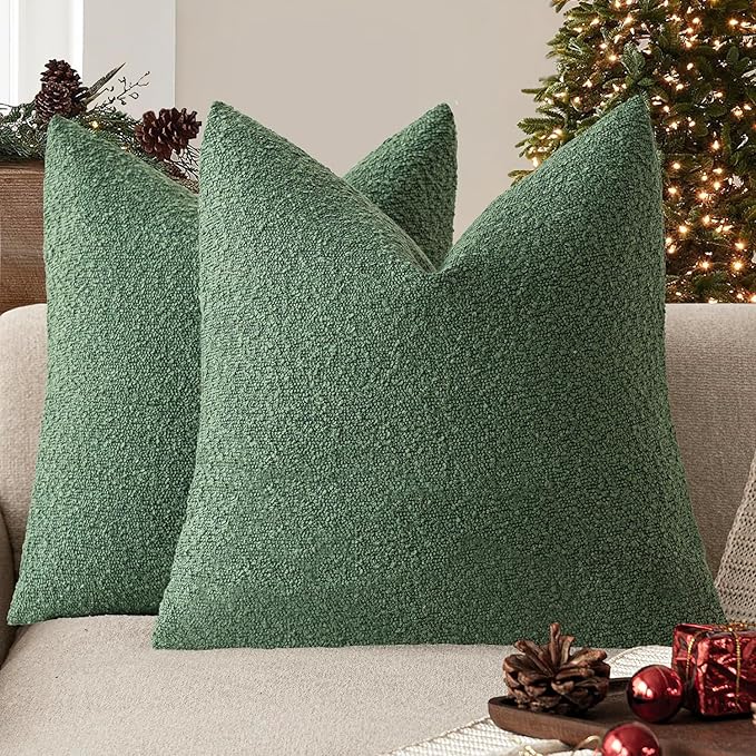 Foindtower Pack of 2 Textured Boucle Throw Pillow Covers Accent Solid Pillow by Foindtower
