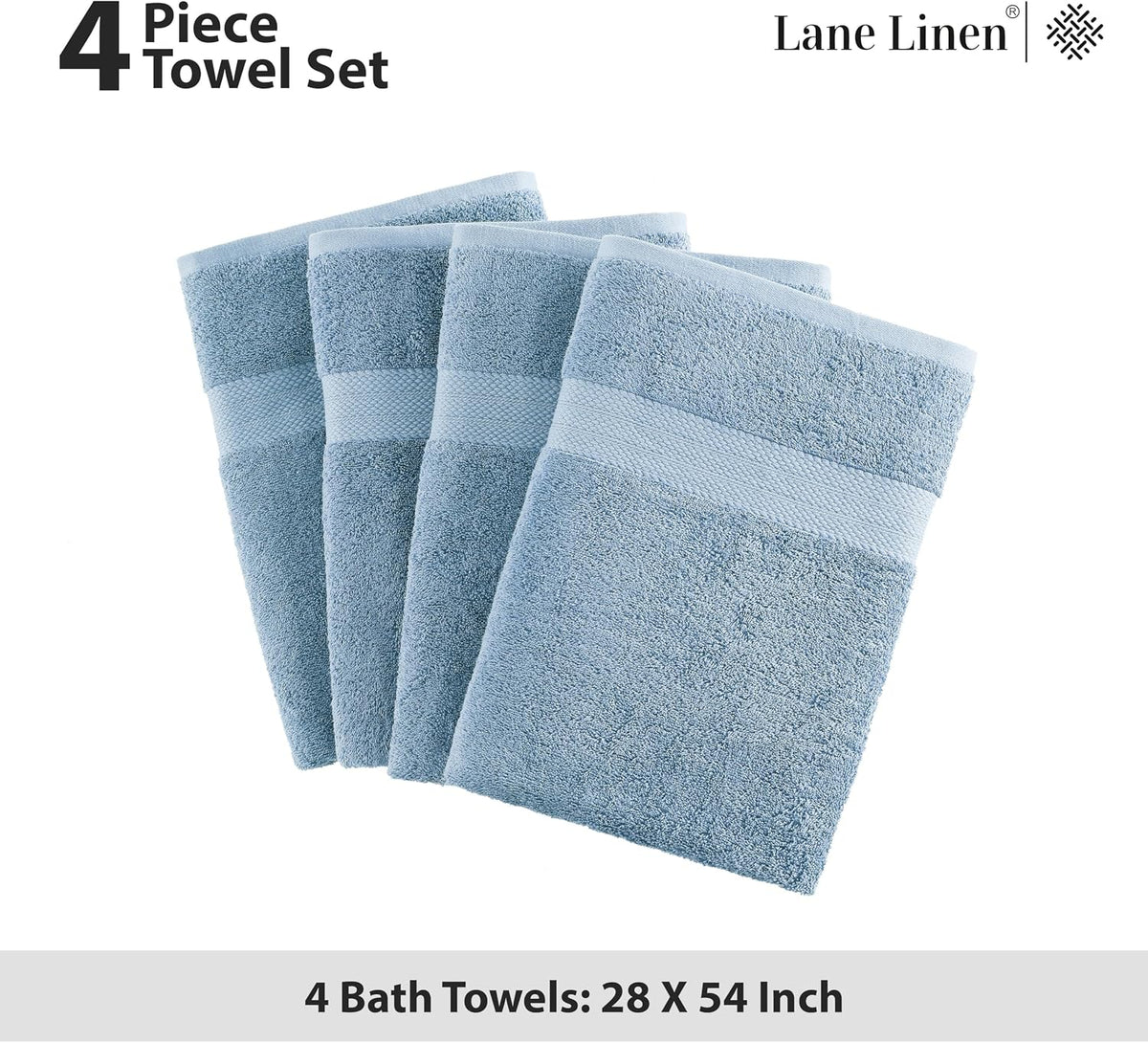 lane linen towel set soft absorbent quick dry showing dimensions