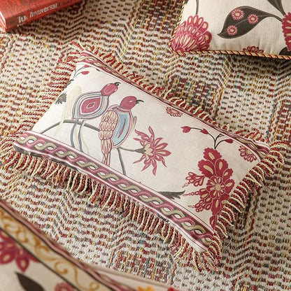 patdrea Designer Throw Pillow Covers 12"x20", Vintage Flowers and Bird Pattern - Image 2