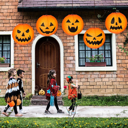 Retisee 20 Pcs 8 Inch Halloween Pumpkin Paper Lanterns Jack O Lantern