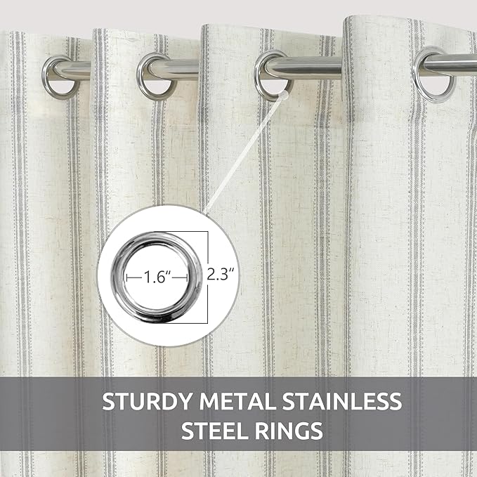 DriftAway Farmhouse Vertical Striped Linen Blend Textured Light Filtering Semi - Image 3