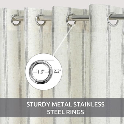 DriftAway Farmhouse Vertical Striped Linen Blend Textured Light Filtering Semi - Image 3