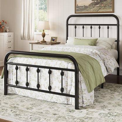 allewie 14 inches twin size metal platform bed, close-up detail