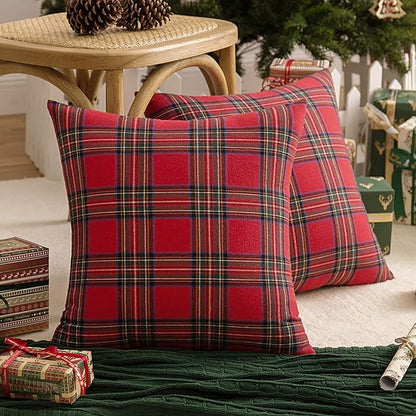 AQOTHES Pack of 2 Christmas Plaid Decorative Throw Pillow Covers Scottish by AQOTHES