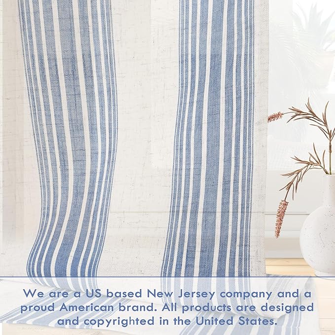 DriftAway Farmhouse Vertical Striped Linen Blend Textured Light Filtering Semi - Image 3