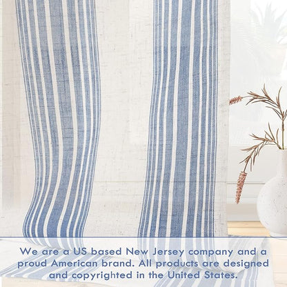 DriftAway Farmhouse Vertical Striped Linen Blend Textured Light Filtering Semi - Image 3