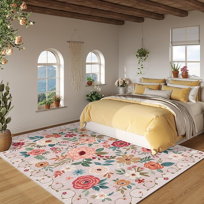 DUKINO 5x7 Area Rug, Floral Rugs - Image 4