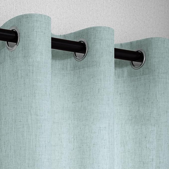 Seafoam Sea Green Bathroom Curtains Window Set of 2 Panels Small Linen Like - Image 5