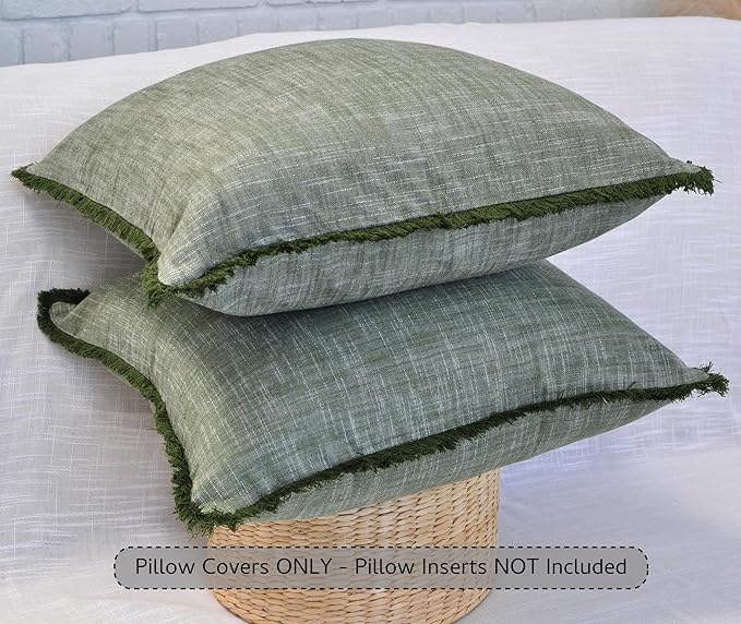 20x20 Textured Cotton Pillow Covers Green - Image 4