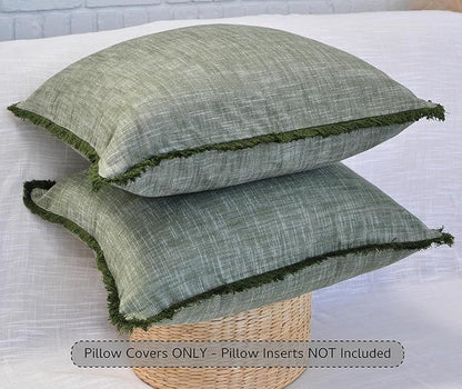 20x20 Textured Cotton Pillow Covers Green - Image 4