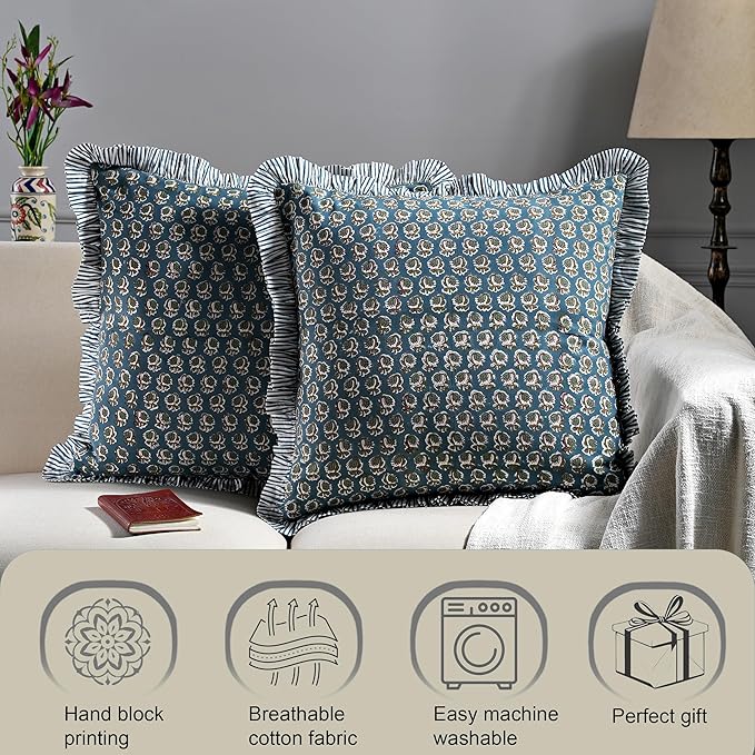 Ridhi Modern Farmhouse Pillow Covers Decorative Cotton Throw Pillow Covers Set - Image 4