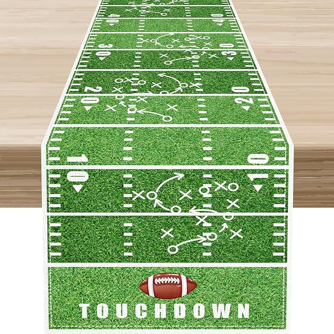 American Football Court Table Runner, Seasonal Rugby Football Game Day Touch by Unknown