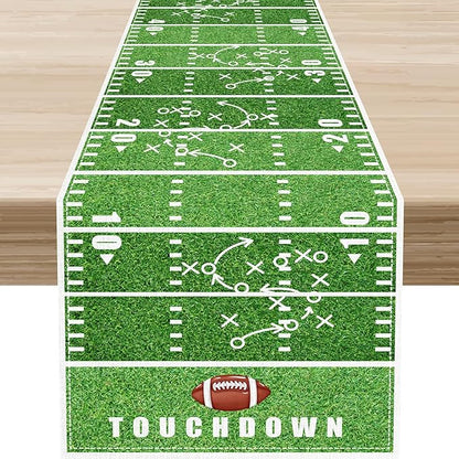 American Football Court Table Runner, Seasonal Rugby Football Game Day Touch by Unknown