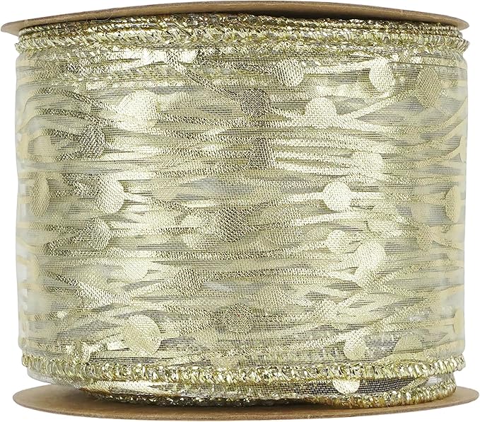 MEEDEE Gold Wired Ribbon 2.5 Inch Sheer Wired Christmas Ribbon - Image 9