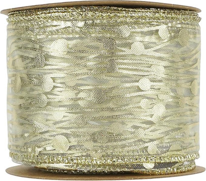 MEEDEE Gold Wired Ribbon 2.5 Inch Sheer Wired Christmas Ribbon - Image 9