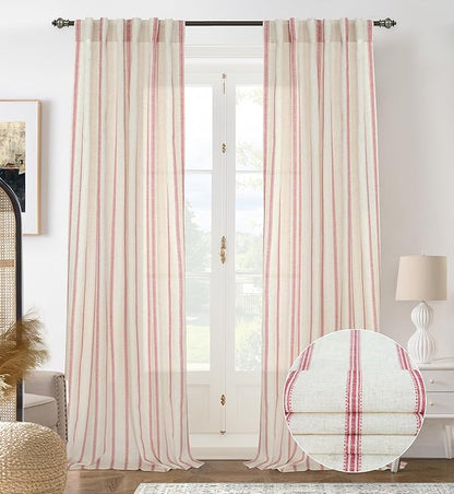 DriftAway Farmhouse Vertical Striped Linen Blend Textured Light Filtering Semi by DriftAway