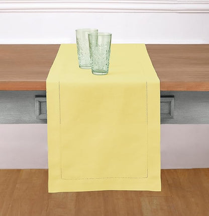 Solino Home Cotton Linen Yellow Table Runner 120 Inches Long by SolinoHome