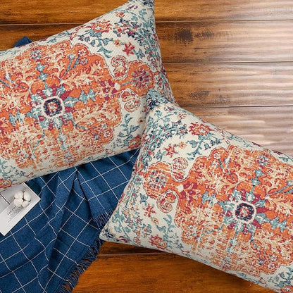 Throw Pillow Covers Boho Orange Pillow Covers 20x12 Inch Set of 2 Rug Boho - Image 7