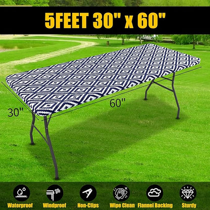 Smiry Rectangle Picnic Table Cloth, Waterproof Elastic Fitted Outdoor - Image 7