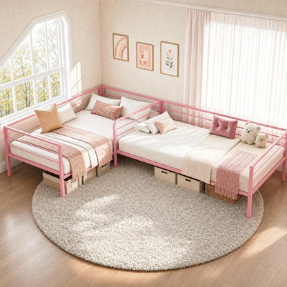 likimio l shaped twin beds for 2, double, main product view