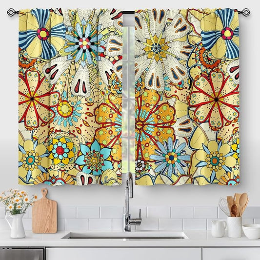 Aimego Boho Floral Kitchen Curtains by Aimego