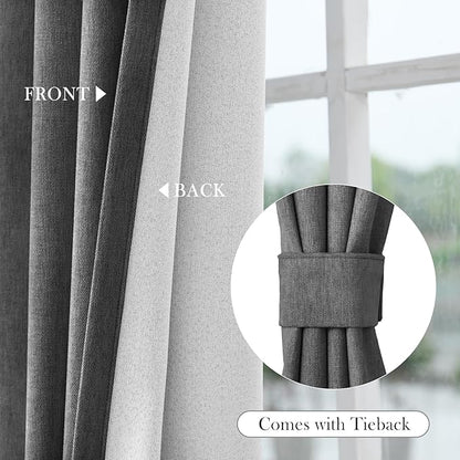 Macochico 100" Wx84 L Dark Grey Full Blackout Curtains - Image 6