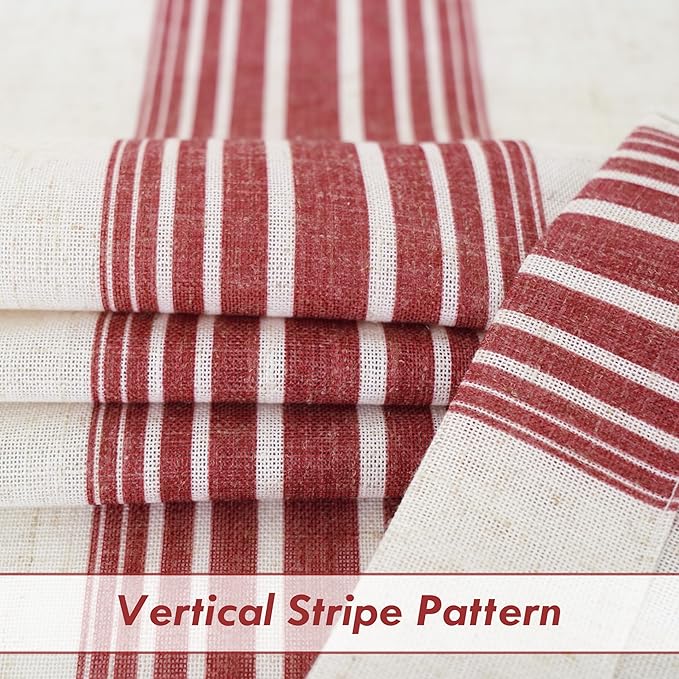 DriftAway Farmhouse Vertical Striped Linen Blend Textured Light Filtering Semi - Image 3