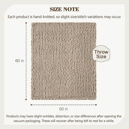 Carriediosa Chunky Knit Throw Blanket 50" X 60", 100% Hand Made Large Chenille - Image 3
