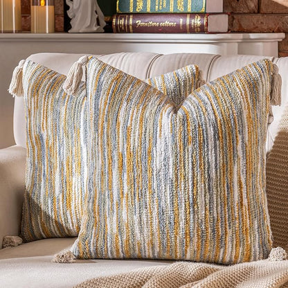AmHoo Boho Throw Pillow Covers Set of 2 Decorative Bohemian Woven Tufted by AmHootextile