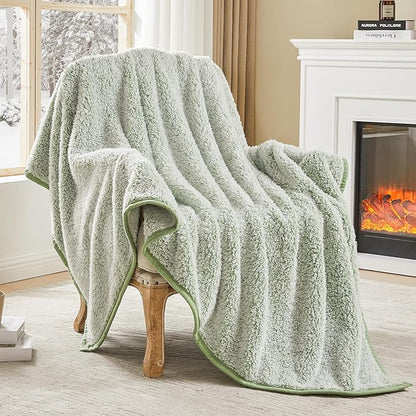 EMME Soft Sherpa Fleece Blanket Reversible Plush Fluffy Large Blanket, Light by EMME