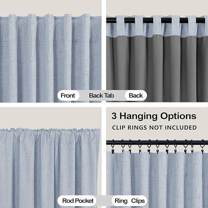 KOUFALL Light Blue Back Tab Linen Blackout Curtains 52x90 Inches Long - Image 5